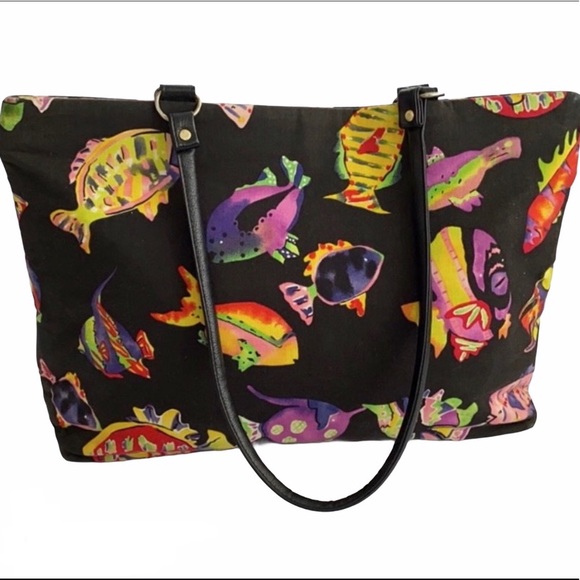 Vintage Tropical Neon Fish Tote - Picture 1 of 10
